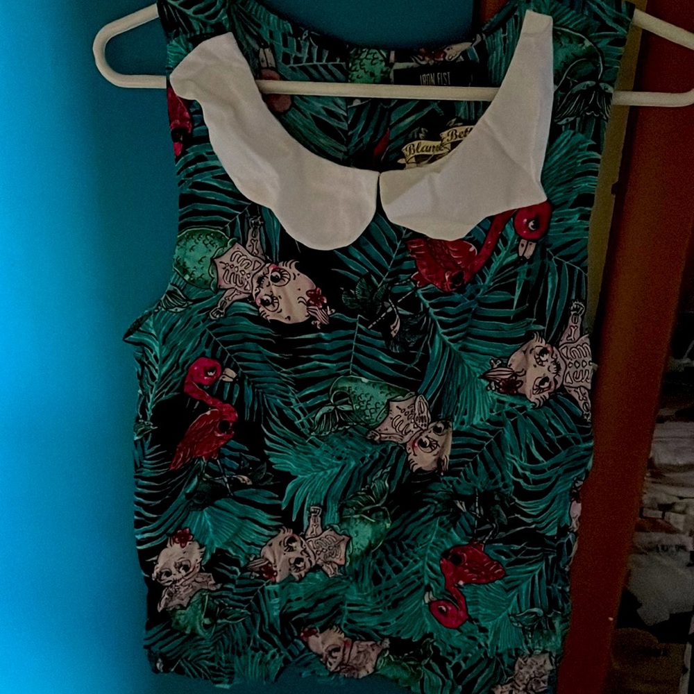 Iron Fist mermaid skeleton cupie doll collared and button back sleeveless top
